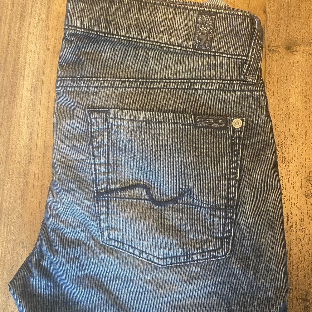SEVEN 7 FOR ALL MANKIND Gwenevere Boyfriend Skinny Corduroy Navy Pants Size 26